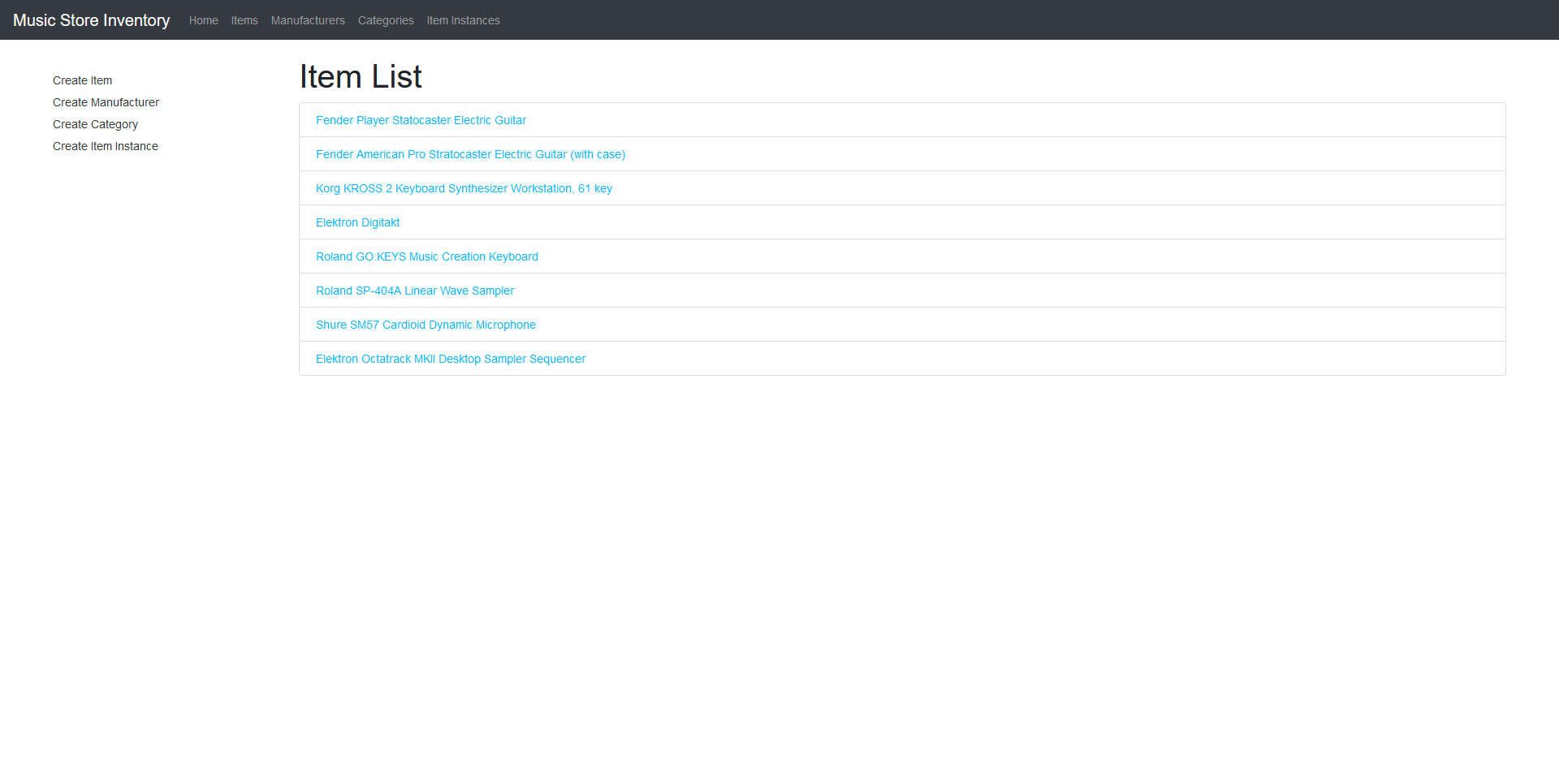 Item List page